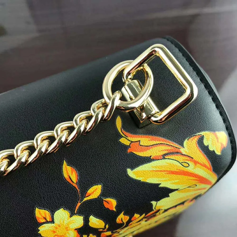 Versace Medium Barocco Icon Shoulder Bag Calf Leather for Women in Black Versace Medium Barocco Icon Shoulder Bag Calf Leather for Women in Black