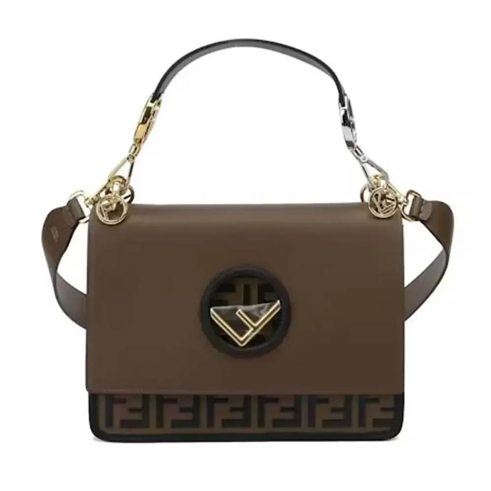 Fendi KAN I F Small Gray Leather Mini for Women in Bag in Calf