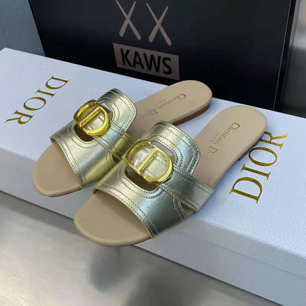 Dior 30 Montaigne Slide Platinum for Women in Tone Metallic Calfskin Dior 30 Montaigne Slide Platinum for Women in Tone Metallic Calfskin