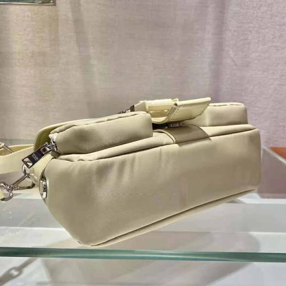 Prada Pocket Nylon and Brushed Leather Bag for Women