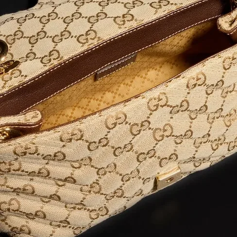 Gucci Marmont Small Shoulder Bag / Sand/ Dark Brown Gold Hardware