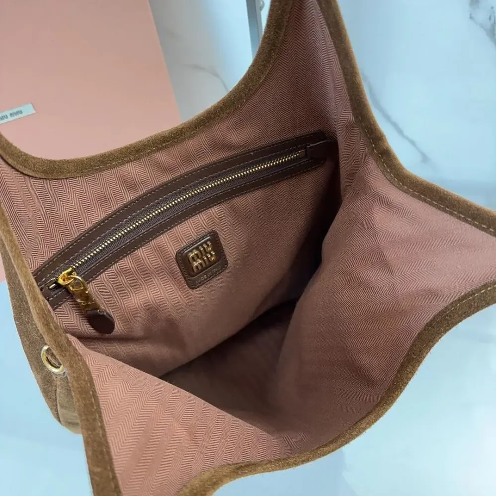 Miu Miu Ivy Suede Bag for Women in Dark Brown Miu Miu Ivy Suede Bag for Women in Dark Brown