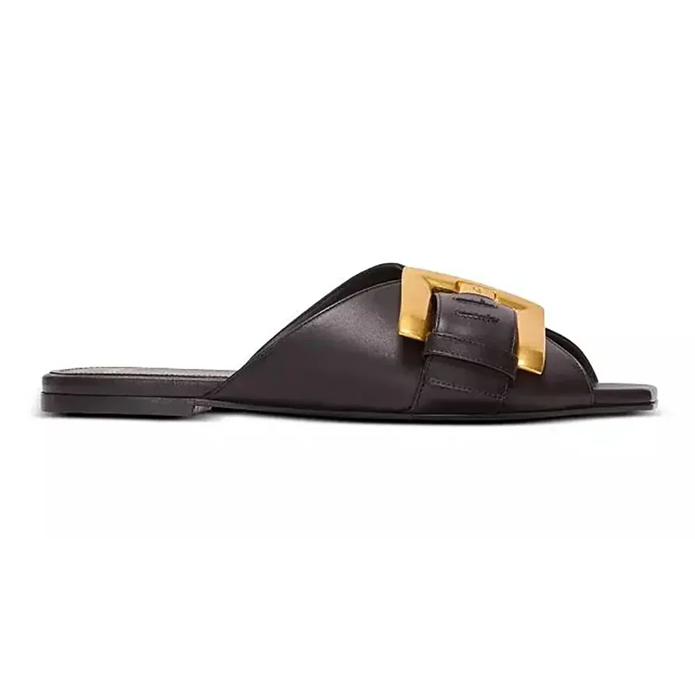 Balmain Anthem Flat Leather for Women in Black Balmain Anthem Flat Leather for Women in Black
