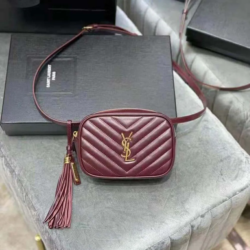 Saint Laurent YSL Lou Belt Bag in Matelasse Leather for Women in Maroon Saint Laurent YSL Lou Belt Bag in Matelasse Leather for Women in Maroon