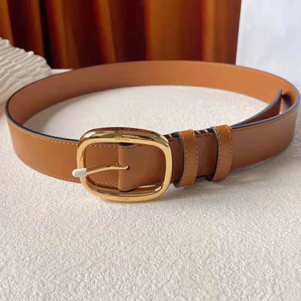 Celine Medium Twin Triomphe Belt in Vintage Calfskin for Women in Brown