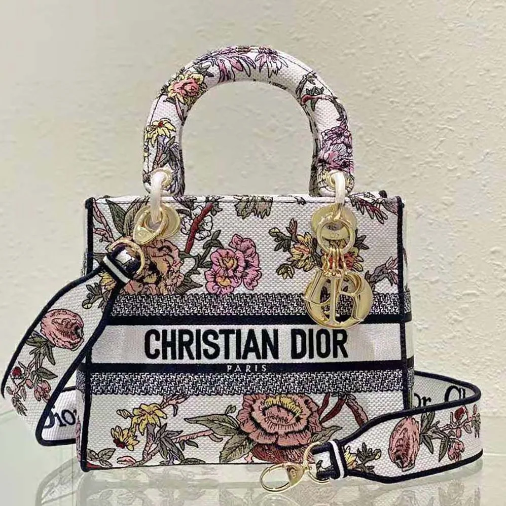 Dior Medium Lady D-lite Bag Multicolor Dior Jardin Botanique Embroidery for Women
