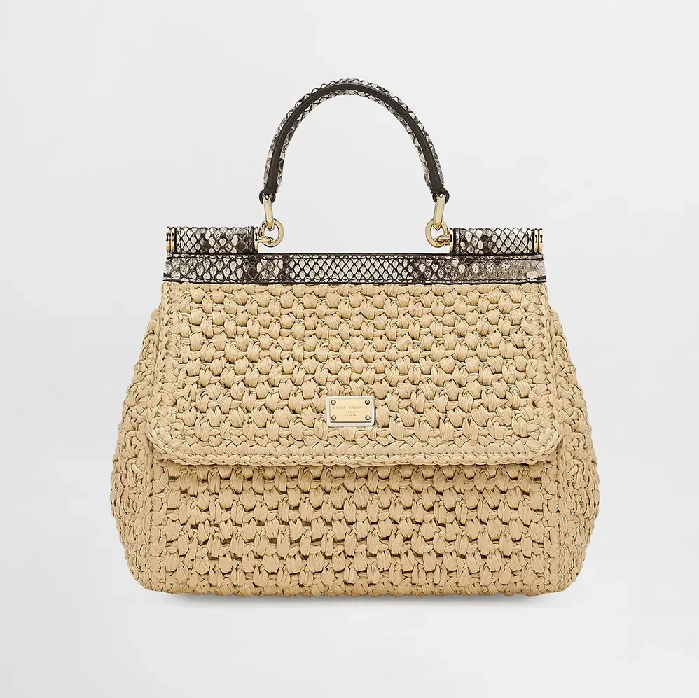 Dolce Gabbana D&G Small Sicily Handbag in Crochet Raffia for Women