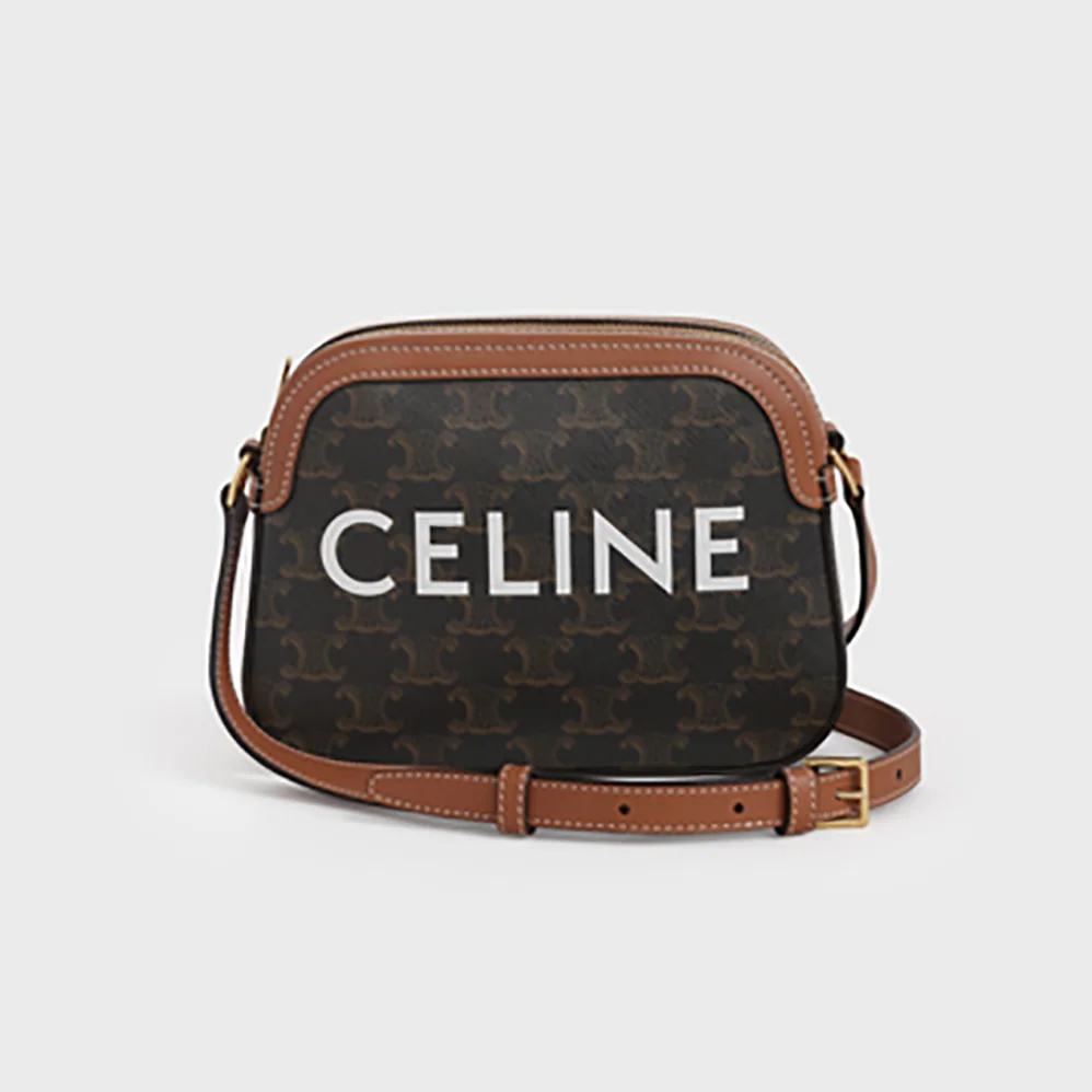 Celine Small Camera Bag in Triomphe Canvas for Women in Brown Celine Small Camera Bag in Triomphe Canvas for Women in Brown