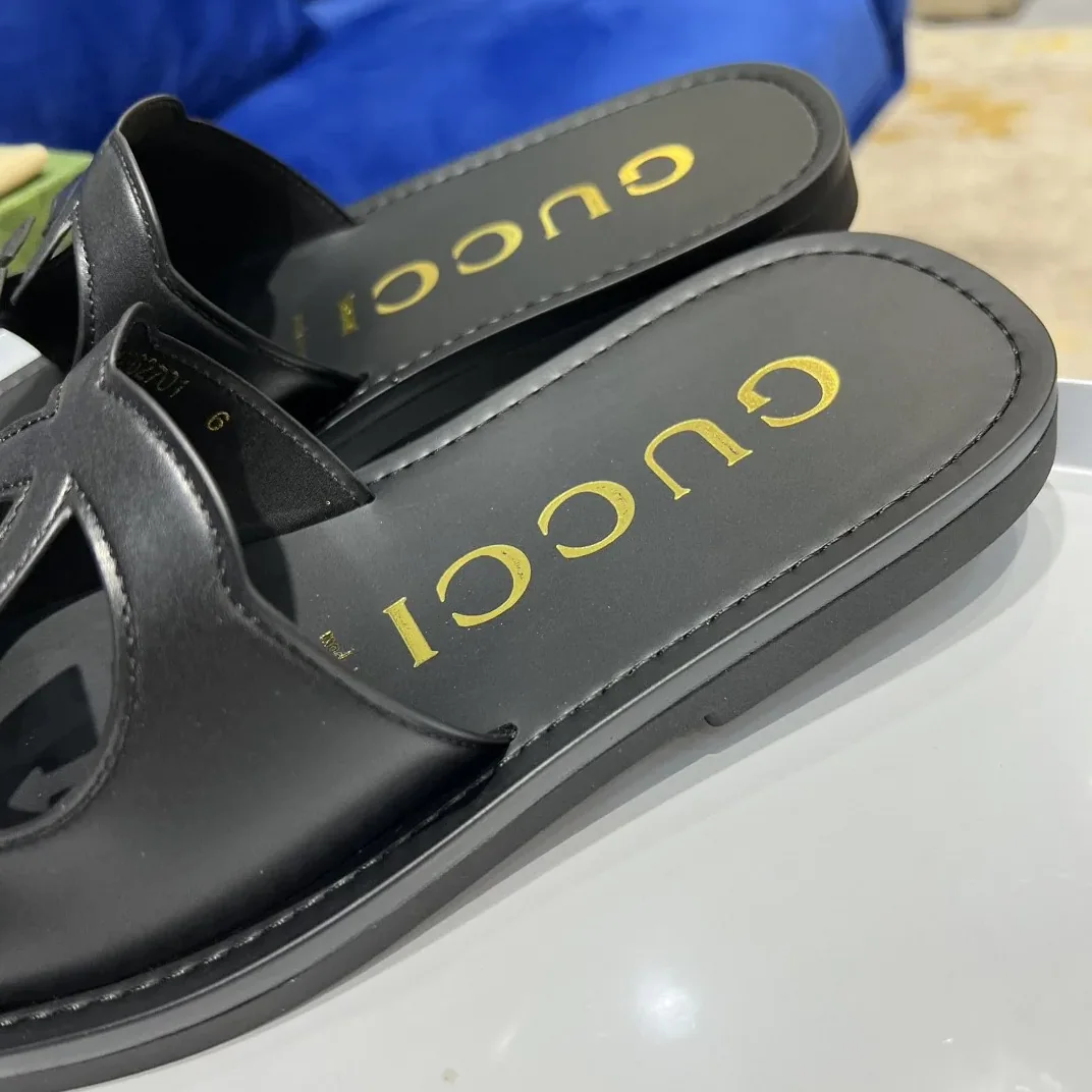 Gucci Interlocking-G Cut in Out Slide Sandal Black Gucci Interlocking-G Cut in Out Slide Sandal Black