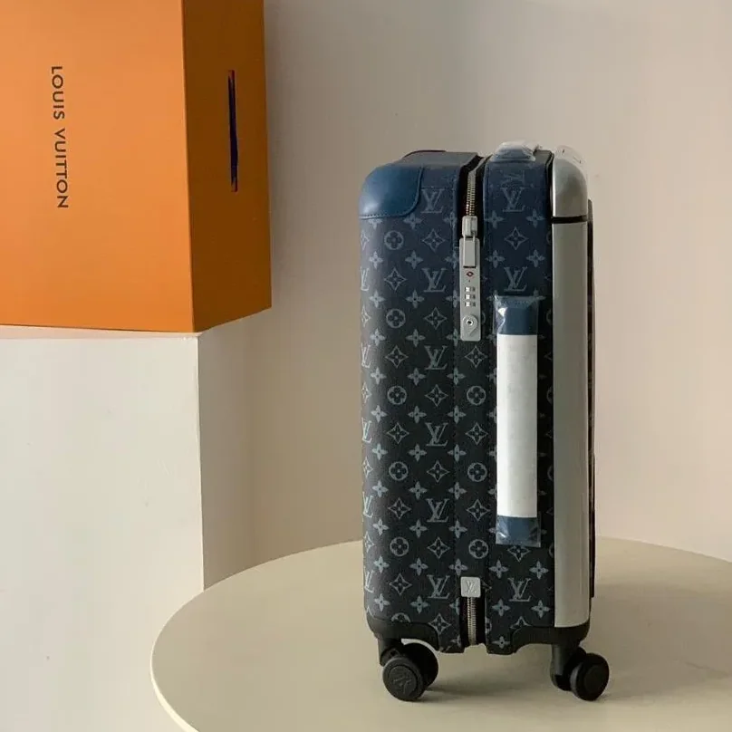Louis Vuitton Horizon 55 Suitcase in Navy Blue Silver Hardware