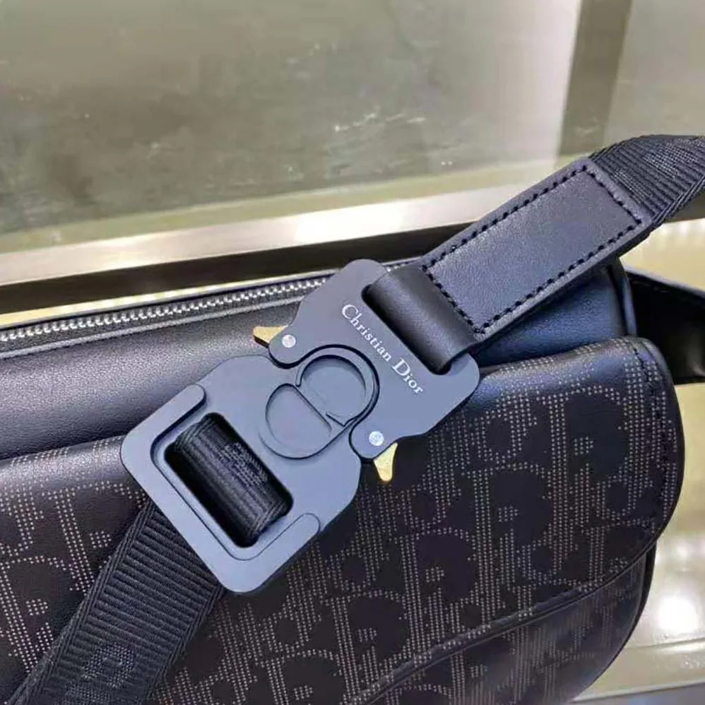 Dior World Tour Saddle Belt Bag Dior Oblique Galaxy Leather for Men in Black