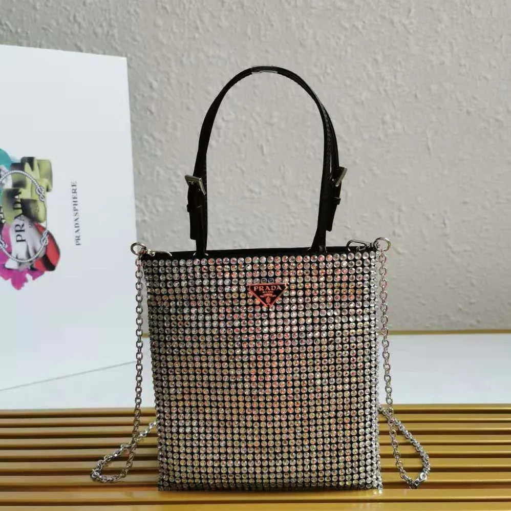 Prada Satin Handbag with Decoration for Women in Silver Prada Satin Handbag with Decoration for Women in Silver