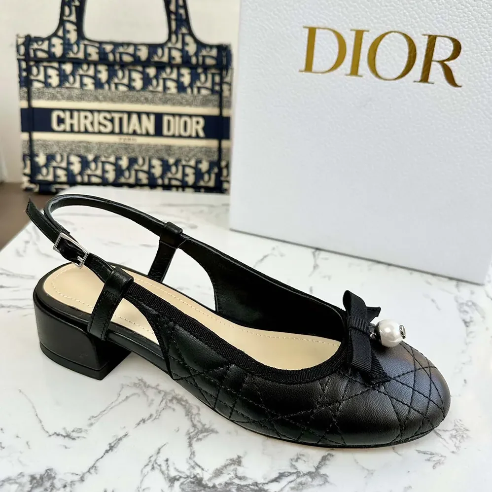 Dior Ballet Slingback Pump Black Quilted Cannage Calfskin for Women