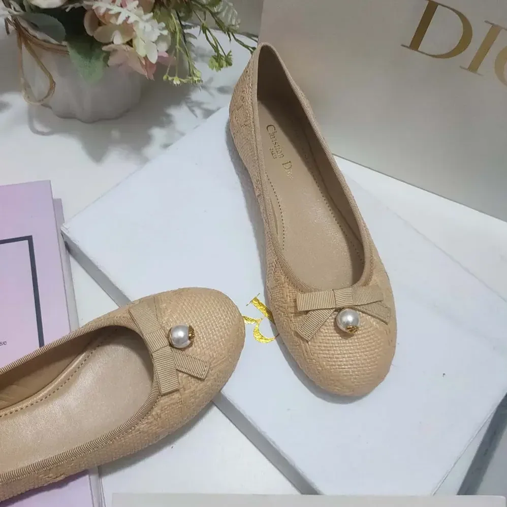 Dior Dior Ballet Flat Natural Cannage Raffia for Women Dior Dior Ballet Flat Natural Cannage Raffia for Women
