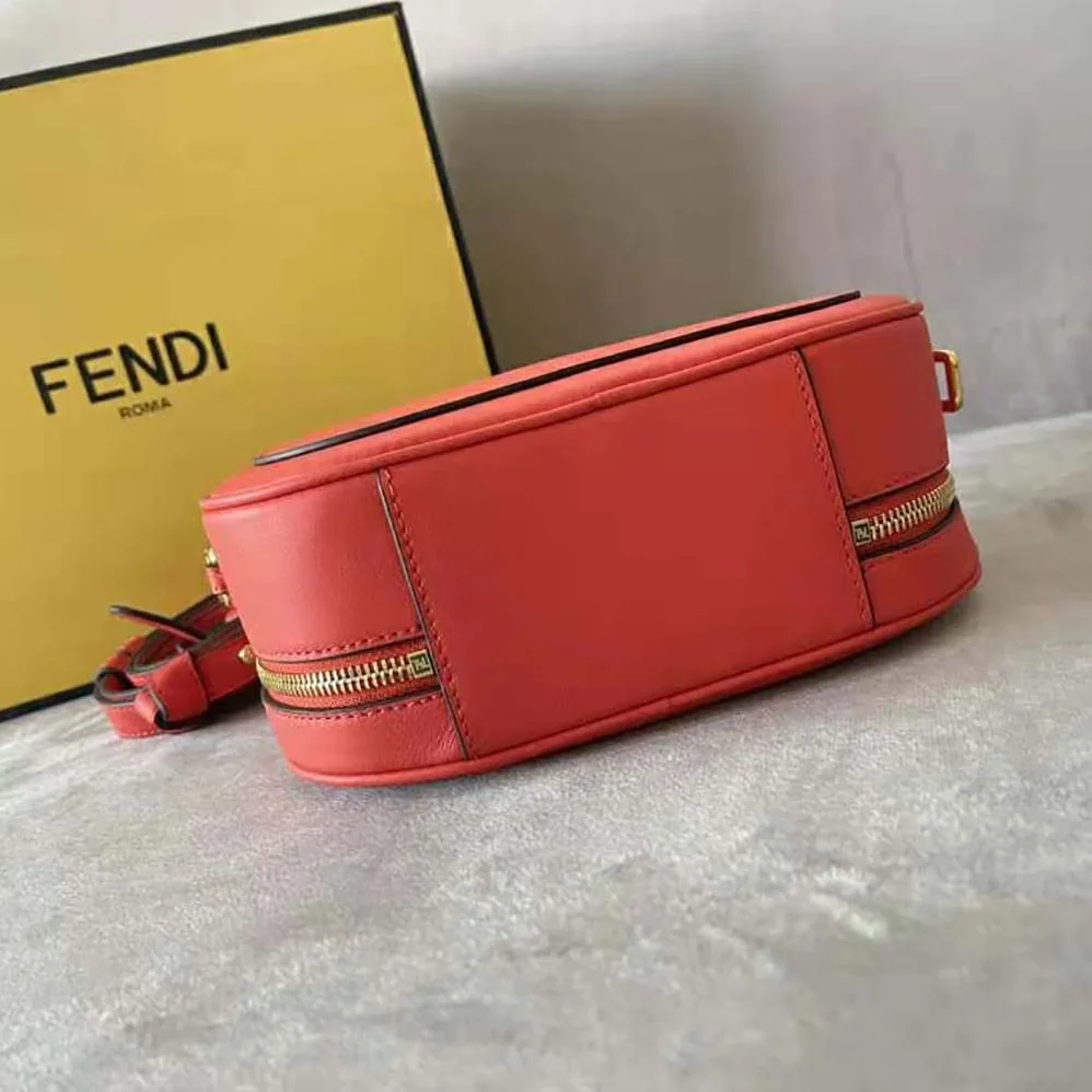 Fendi Mini Camera Case Red Leather and Suede Mini for Women in Bag