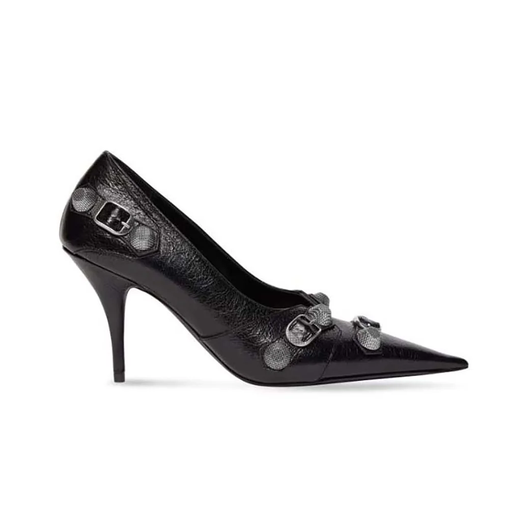 Balenciaga Cagole 90mm Pump in Black Arena Lambskin for Women Balenciaga Cagole 90mm Pump in Black Arena Lambskin for Women