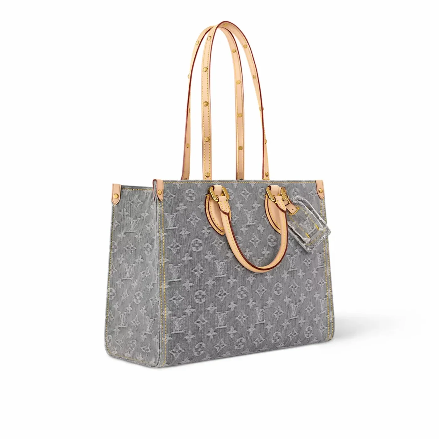 Louis Vuitton OnTheGo MM Tote Bag in Washed Gray Gold Hardware