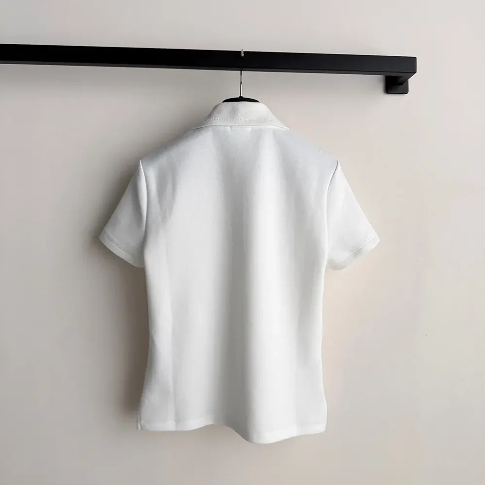 Dior Médaillon Embroidered Polo Shirt White Cotton-Blend Piqué for Women Dior Médaillon Embroidered Polo Shirt White Cotton-Blend Piqué for Women