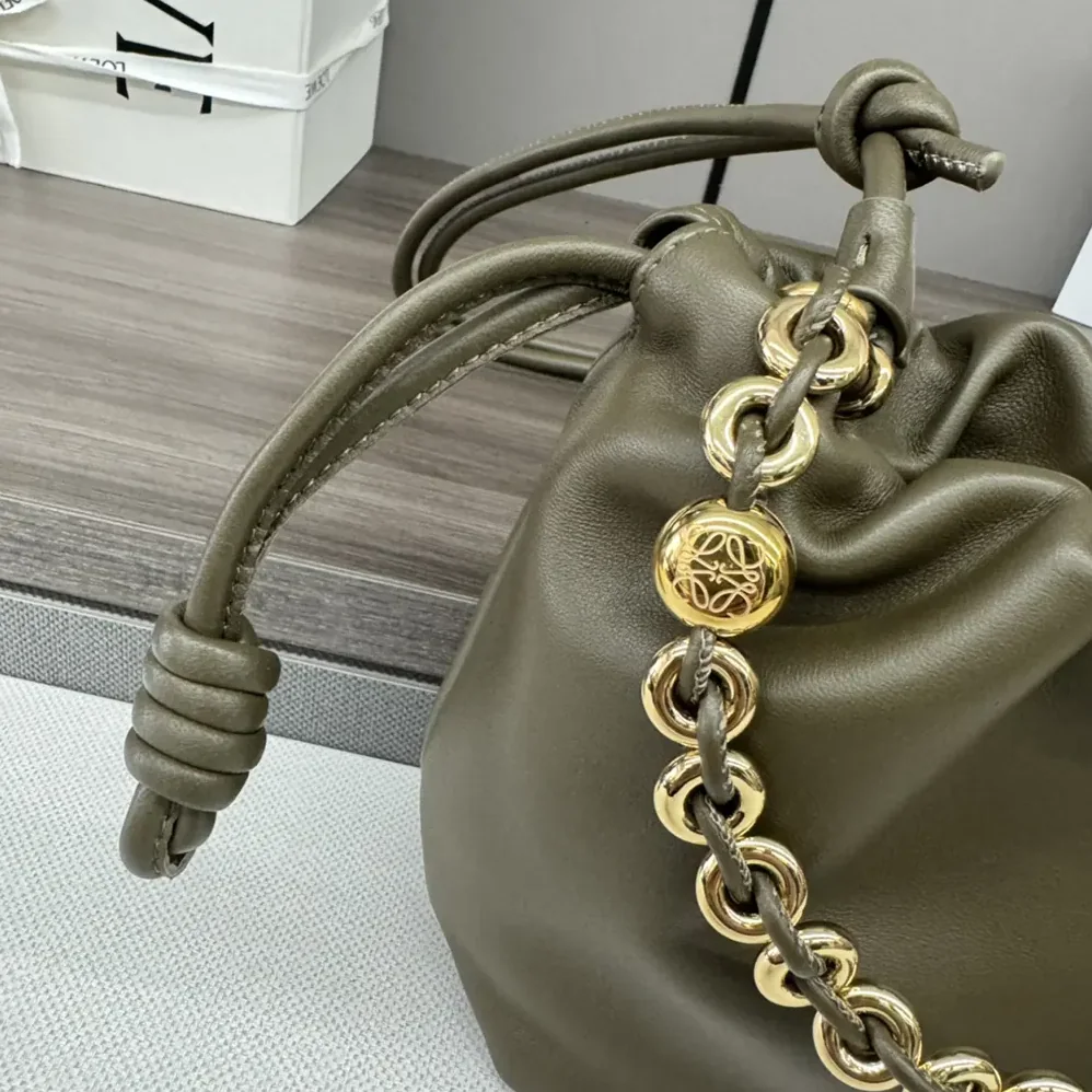 Loewe Mini Flamenco Purse Bag in Mellow Nappa Lambskin for Unisex in Dark Khaki Green Loewe Mini Flamenco Purse Bag in Mellow Nappa Lambskin for Unisex in Dark Khaki Green