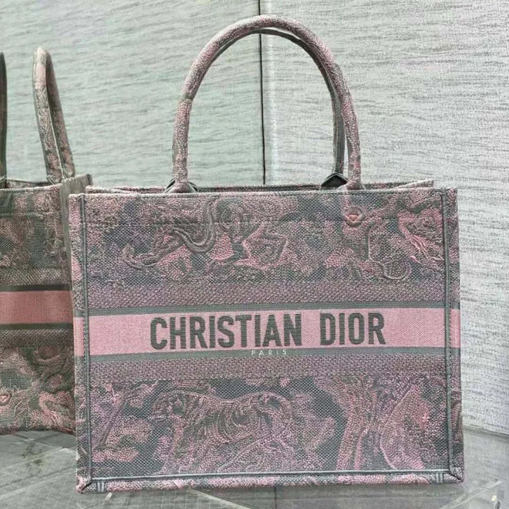 Dior Medium Dior Book Tote Gray and Pink Toile de Jouy Reverse Embroidery for Women Dior Medium Dior Book Tote Gray and Pink Toile de Jouy Reverse Embroidery for Women