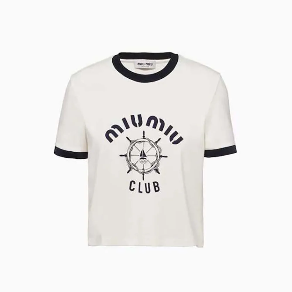 Miu Miu Print Jersey T for Women in shirt with Print Logo Miu Miu Print Jersey T for Women in shirt with Print Logo