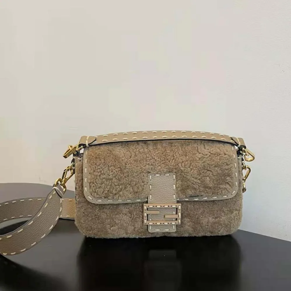 Fendi Baguette Beige Sheepskin Bag for Women