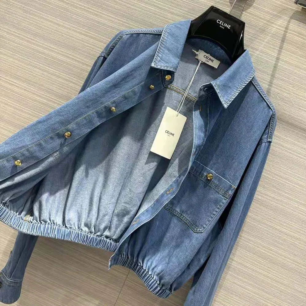 Celine Cropped Shirt in Union Ocean Wash Denim for Women