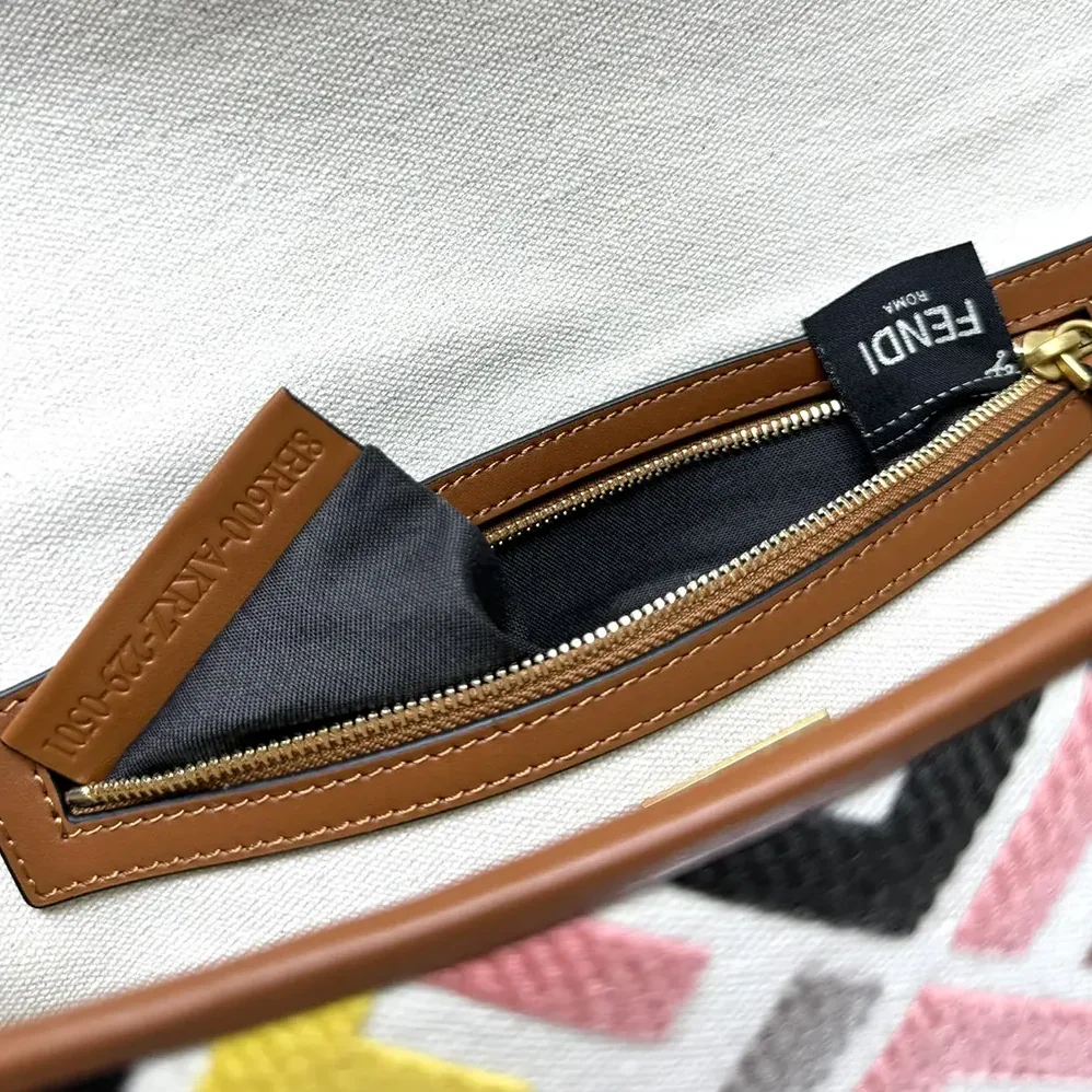 Fendi Baguette Canvas Bag with Multicolor FF Embroidery for Women