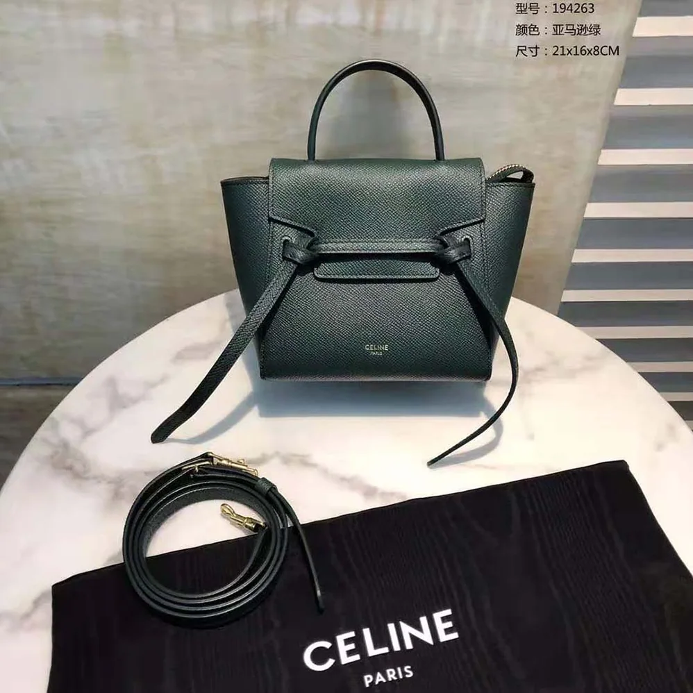 Celine Pico Belt Bag in Grained Calfskin for Women in Green