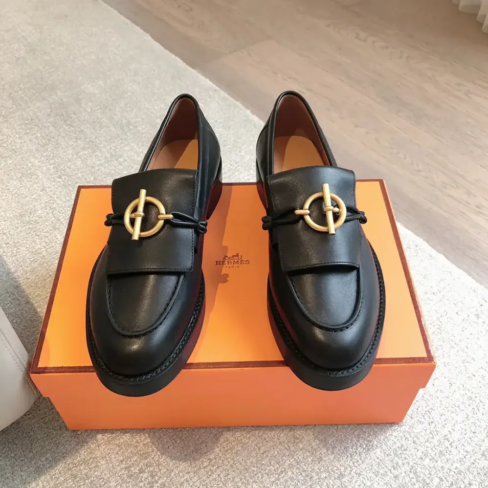 Hermes Impact Loafer in Calfskin Leather-Black 241143Z for Women Hermes Impact Loafer in Calfskin Leather-Black 241143Z for Women