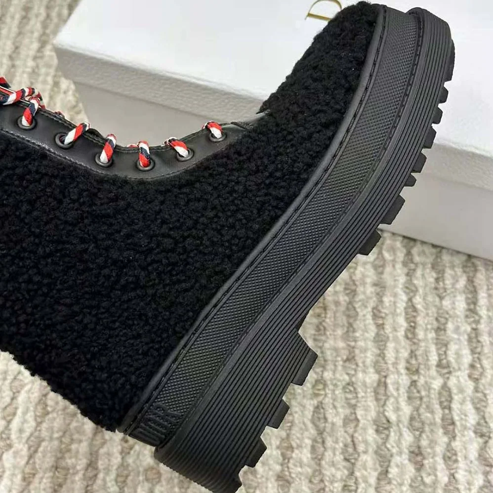 Dior Hike Ankle Boot Black Calfskin and Shearling for Women