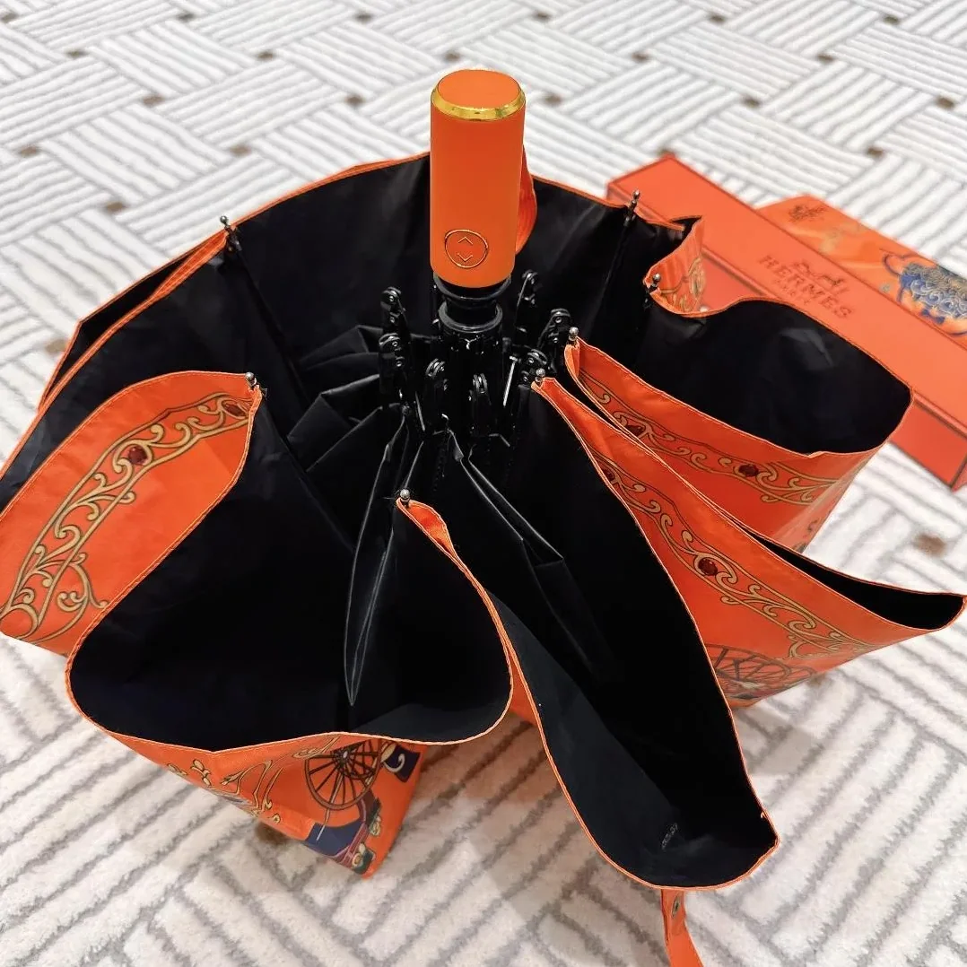 Hermes Automatic Folding Umbrella Orange Hermes Automatic Folding Umbrella Orange