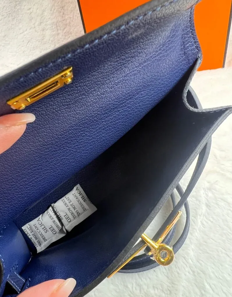 Hermes Kelly 19 Blue France Swift Bag