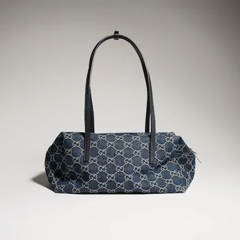 Gucci Melrose Boston Medium Shoulder Bag in Dark Blue Palladium Hardware