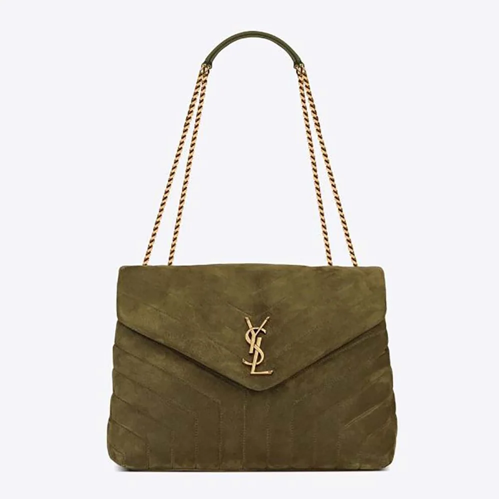 Saint Laurent YSL Loulou Medium in Quilted “Y” Suede for Women in Green Saint Laurent YSL Loulou Medium in Quilted “Y” Suede for Women in Green