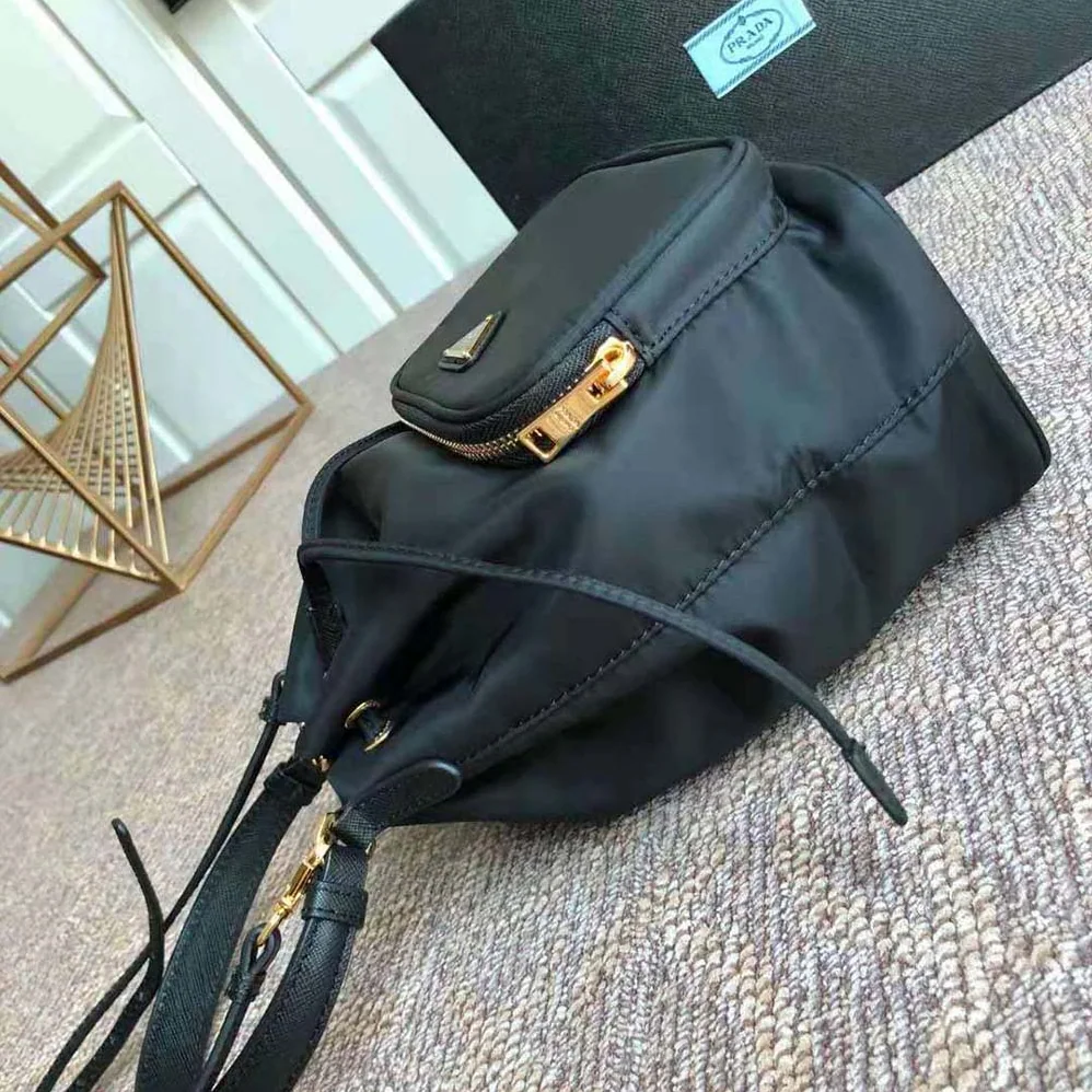 Prada Duet Re-Nylon Shoulder Bag for Women in Black