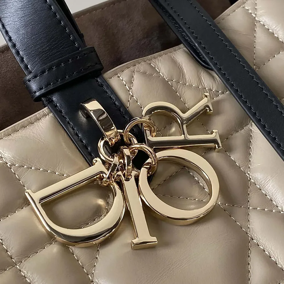 Dior Medium Dior Toujours Bag Rope Beige and Black Macrocannage Calfskin for Women Dior Medium Dior Toujours Bag Rope Beige and Black Macrocannage Calfskin for Women