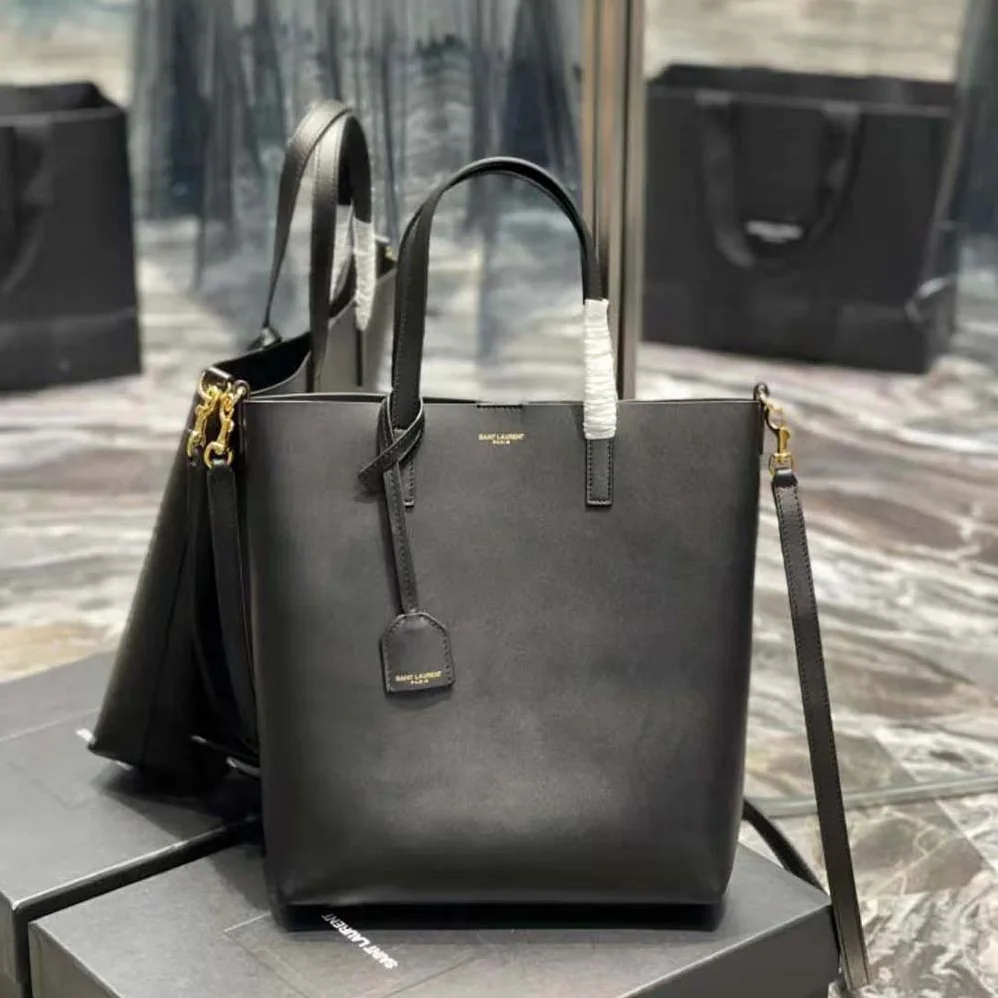Saint Laurent YSL Shopping Saint Laurent Toy in Supple Leather for Women in Black Saint Laurent YSL Shopping Saint Laurent Toy in Supple Leather for Women in Black