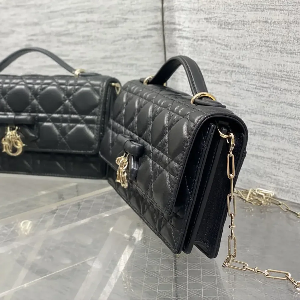 Dior My Dior Mini Bag Black Cannage Lambskin for Women