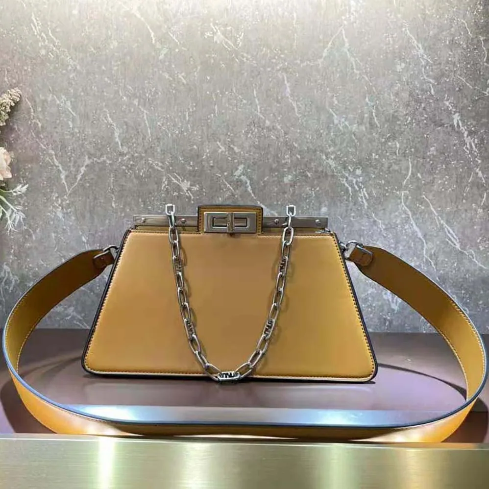 Fendi Peekaboo Cut Medium Brown Leather Bag for Women Fendi Peekaboo Cut Medium Brown Leather Bag for Women