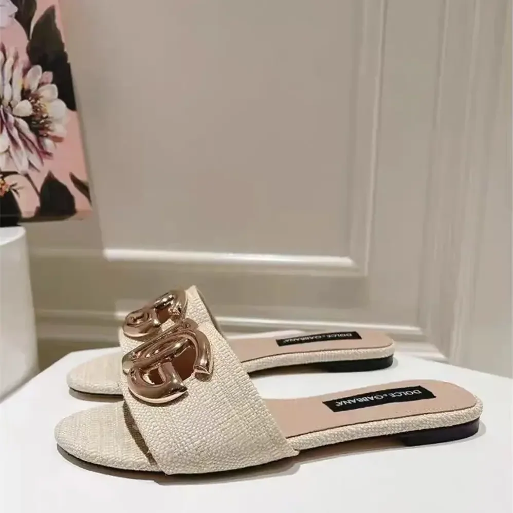 Dolce Gabbana D&G Raffia Sliders for Women