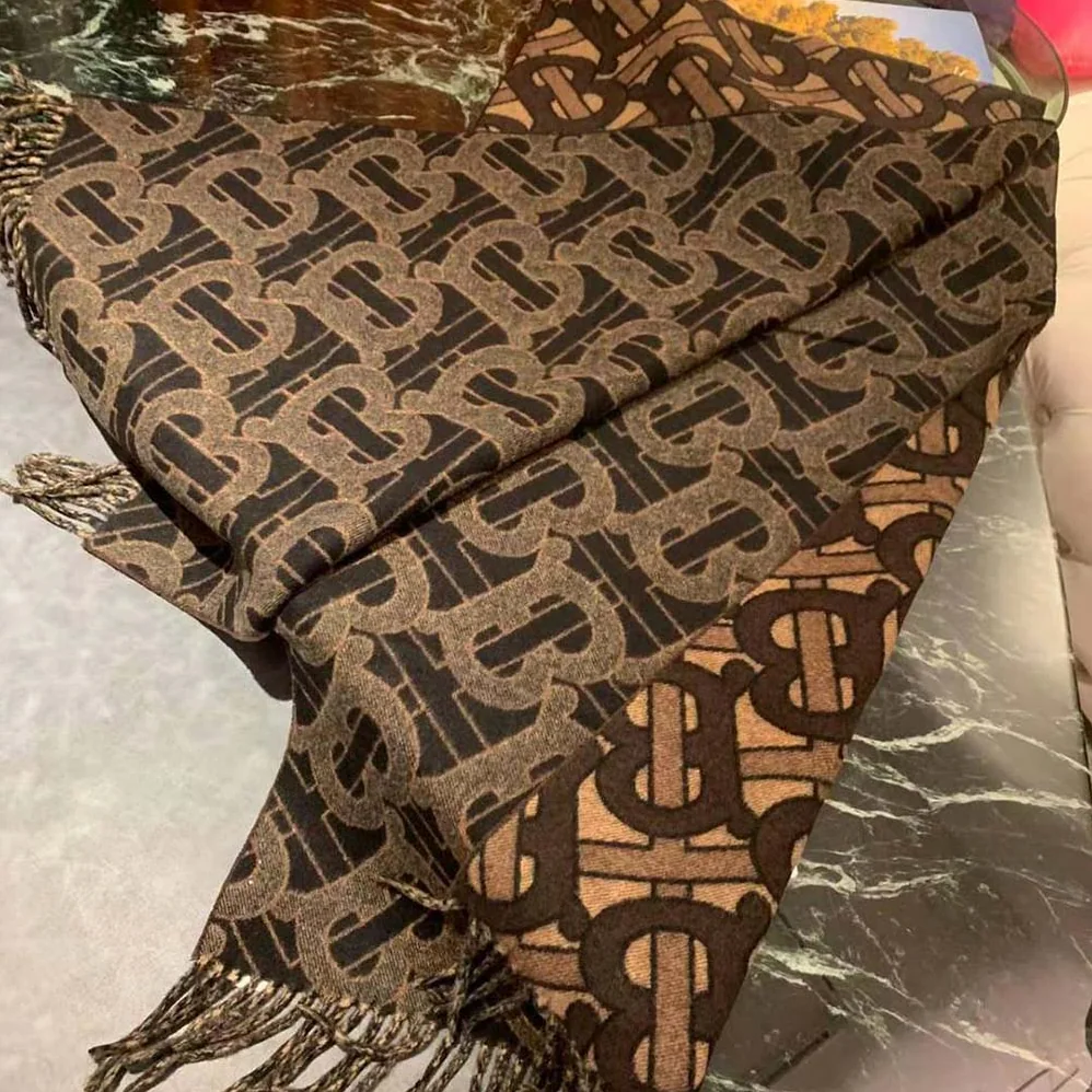 Burberry Monogram Cashmere Jacquard Scarf for Women in Brown