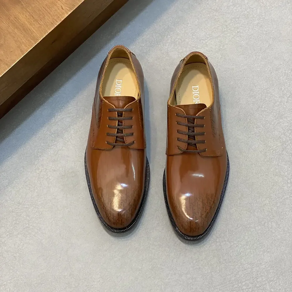 Dior Timeless Derby Shoe Brown Calfskin with Dior Oblique Gradient Patina for Men Dior Timeless Derby Shoe Brown Calfskin with Dior Oblique Gradient Patina for Men