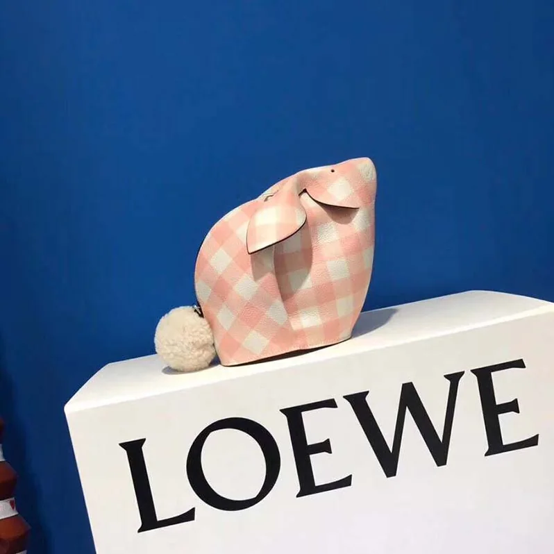 Loewe Bunny Gingham Mini Bag Salmon in Calfskin for Women Loewe Bunny Gingham Mini Bag Salmon in Calfskin for Women