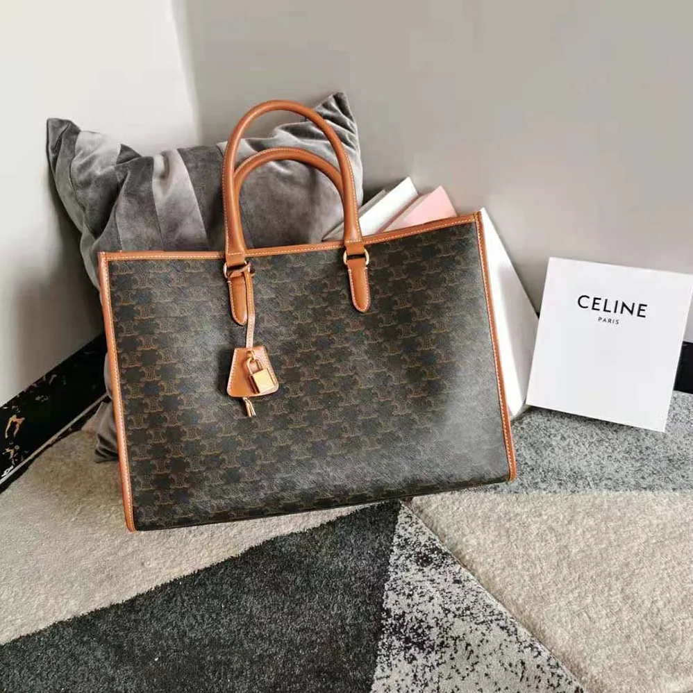 Celine Horizontal Cabas in Triomphe Canvas and Calfskin for Women