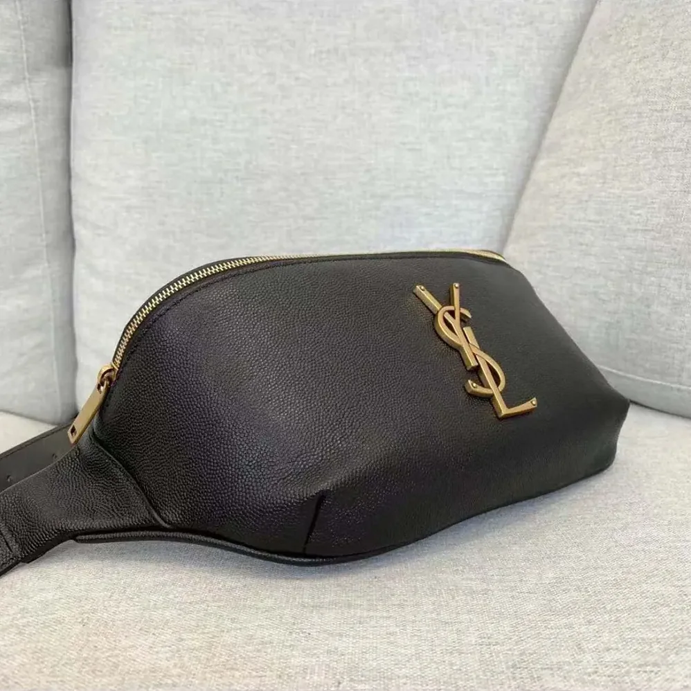 Saint Laurent YSL Cassandre Classic Belt Bag in Shiny Leather for Unisex in Black