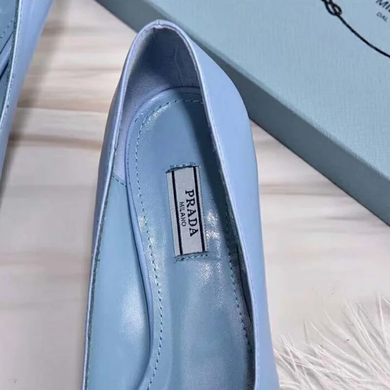 Prada Shoes Leather Pumps with Bow 55mm Heel for Women in Blue Prada Shoes Leather Pumps with Bow 55mm Heel for Women in Blue