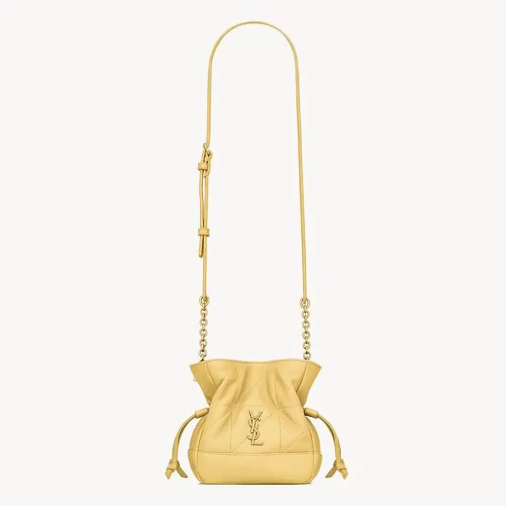 Saint Laurent YSL Jamie Mini Shoulder Pouch In Lambskin for Women in Yellow Saint Laurent YSL Jamie Mini Shoulder Pouch In Lambskin for Women in Yellow