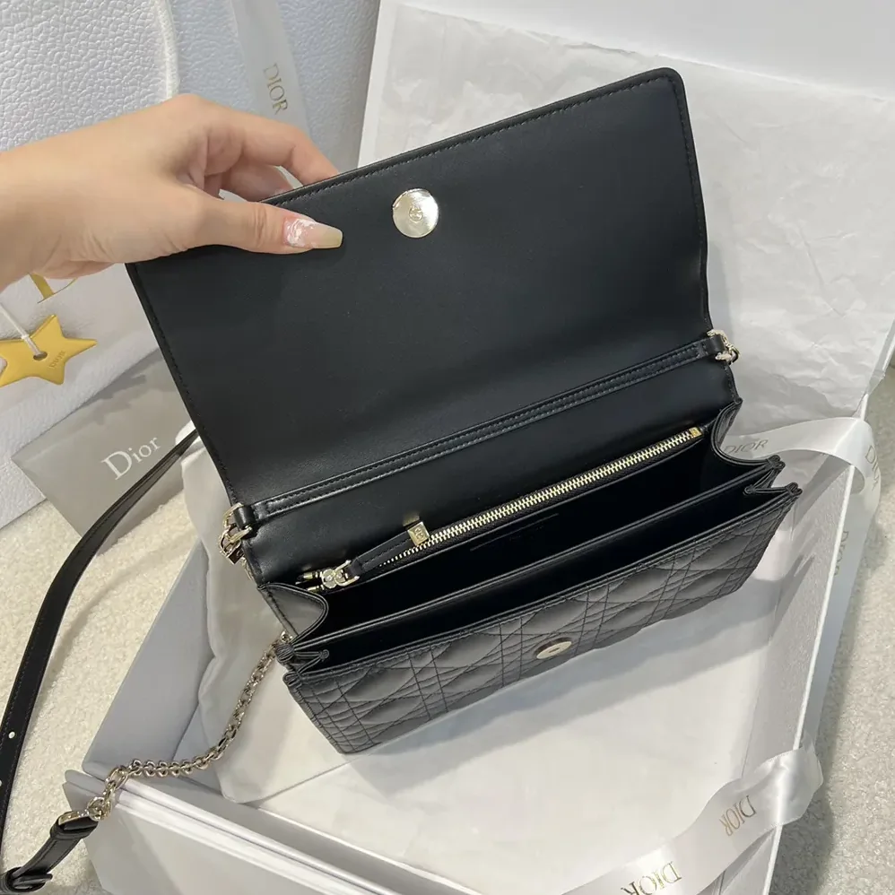 Dior My Dior Top Handle Bag Black Cannage Lambskin for Women