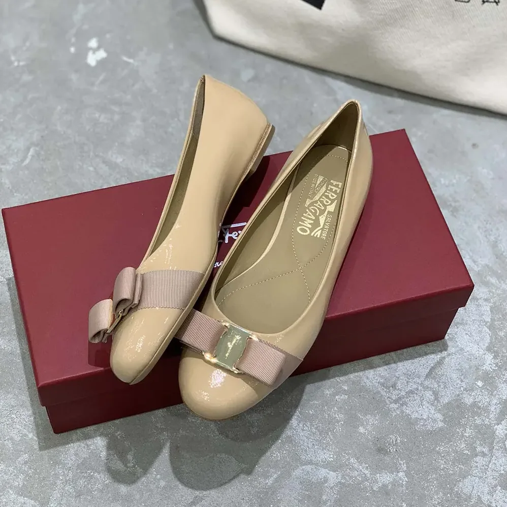 Salvatore Ferragamo Varina Ballet Flat for Women in Sandy Salvatore Ferragamo Varina Ballet Flat for Women in Sandy